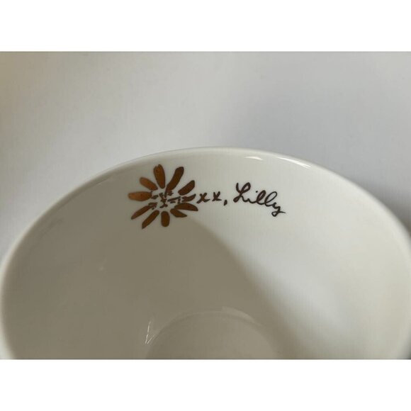 LILLY PULITZER Hidden Cat Floral Set of 2 Coffee Mug 12 oz Blue Purple Gold Trim - Picture 7 of 7